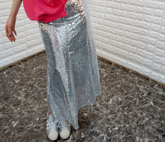 Sequin Sparkling Long Skirt Luxurious festive fash
