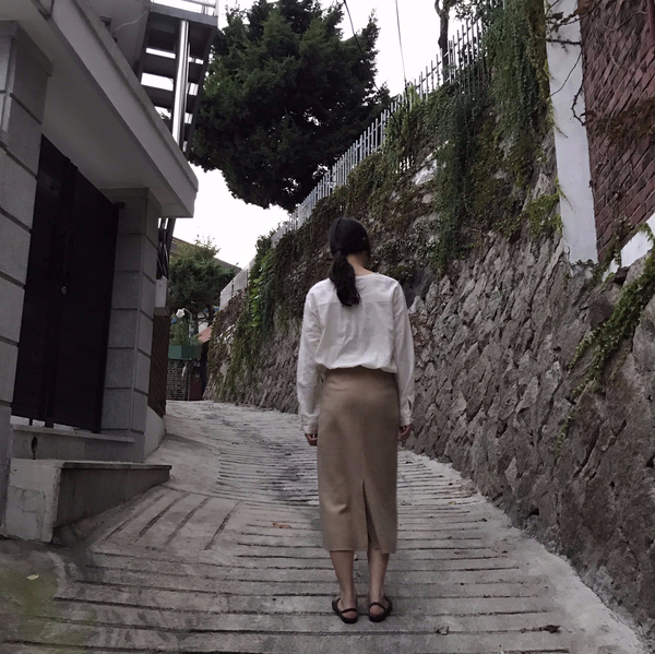 Vegetable wool long skirt Skirt Beige French Sik