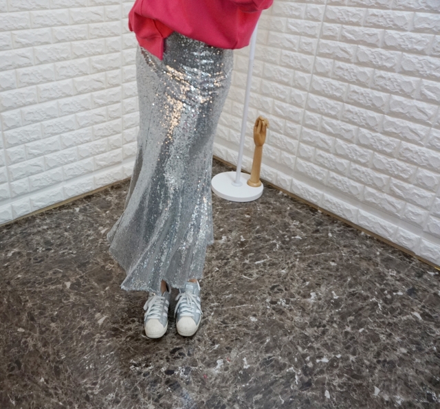 Sequin Sparkling Long Skirt Luxurious festive fash