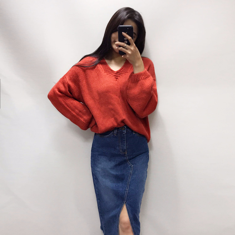 Denim skirt front denim long skirt sneakers h line