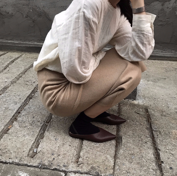 Vegetable wool long skirt Skirt Beige French Sik