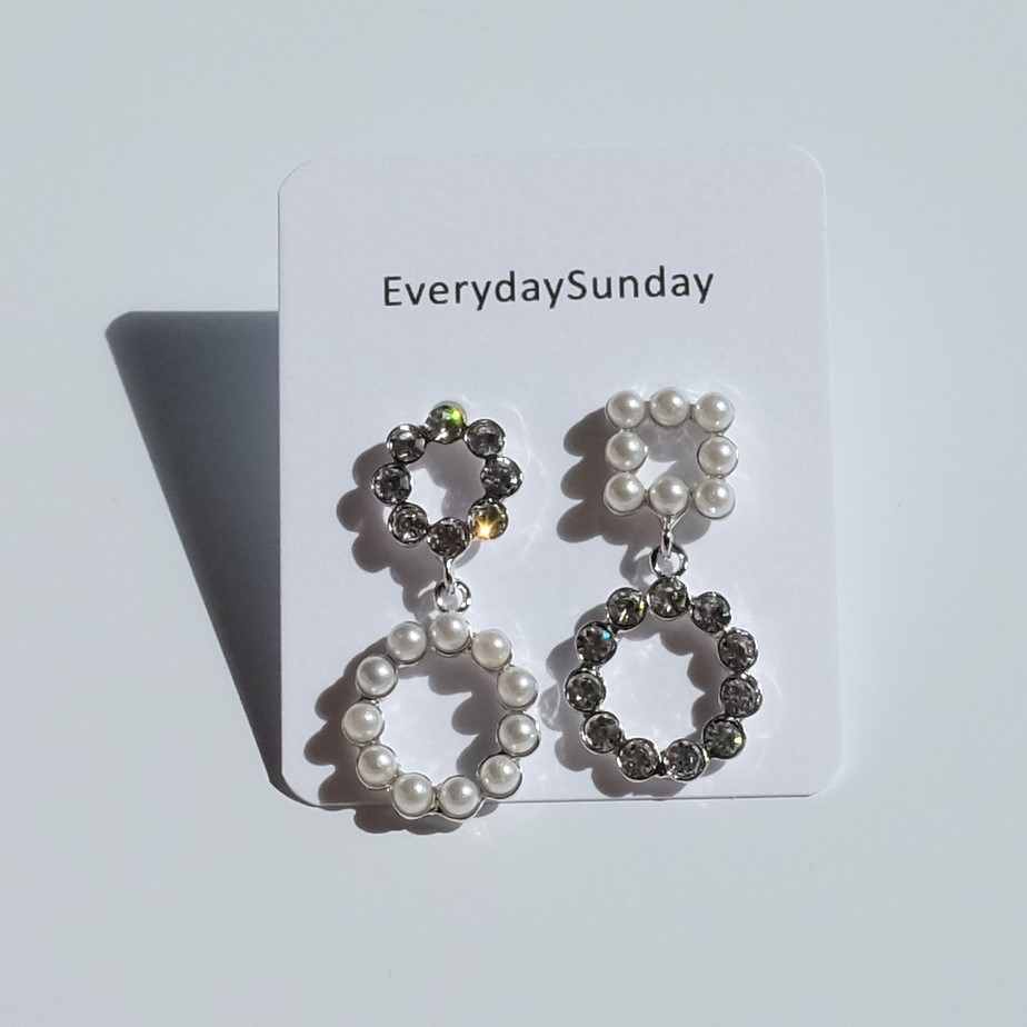 Pearl Cubic Drop Shape Drop Earring Sparkling Spar