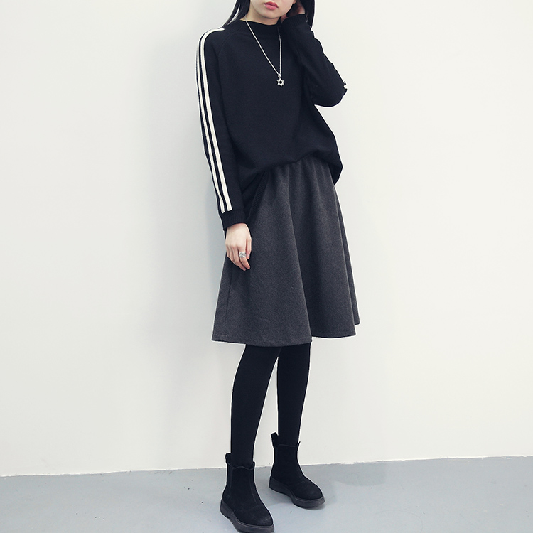 Made jay a line flared banding midi wool skirt aut