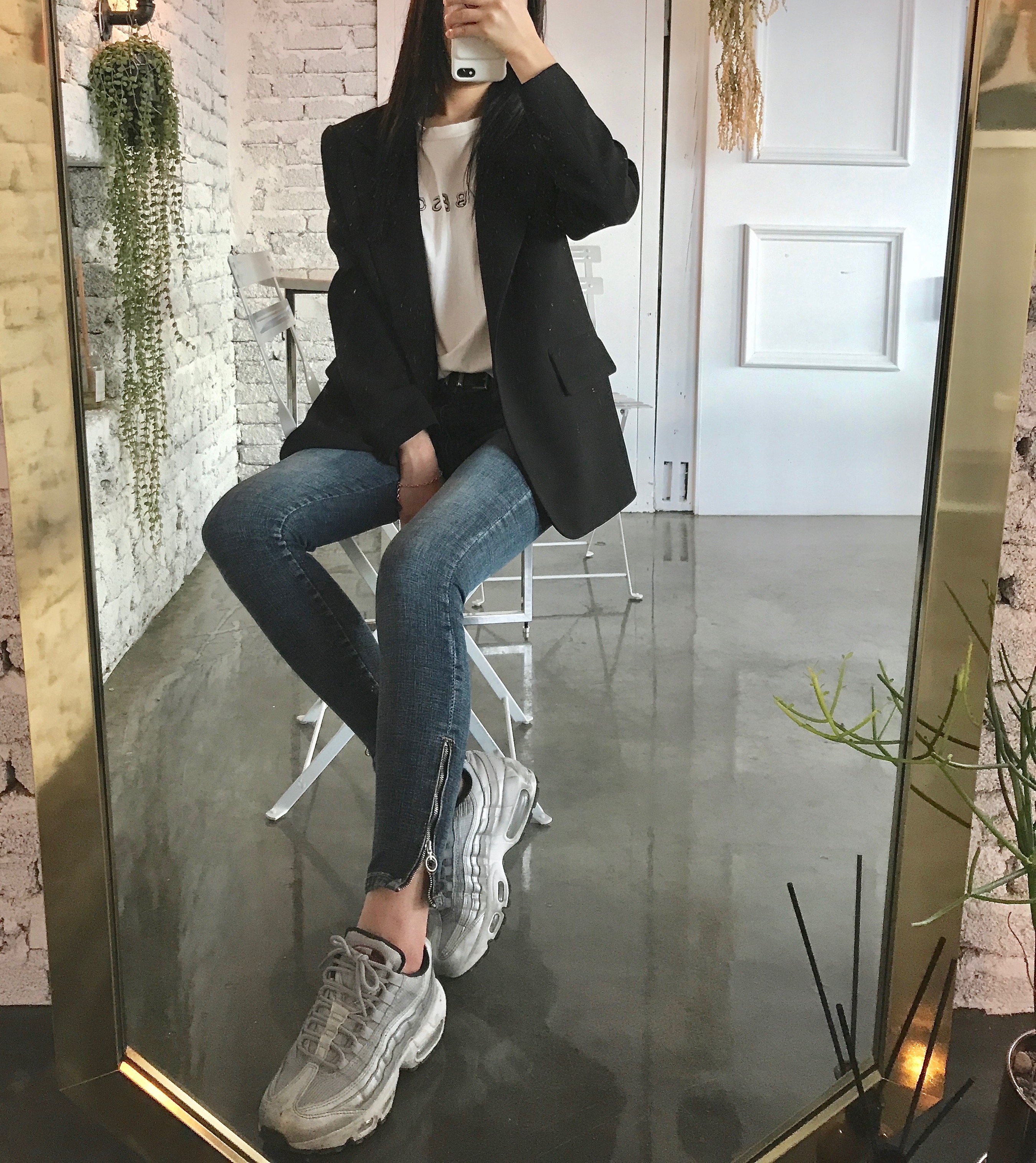 Korea Jeans Pants Slim Washing Side Zipper Jean Sk