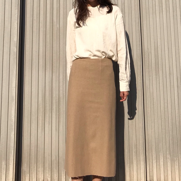 Vegetable wool long skirt Skirt Beige French Sik