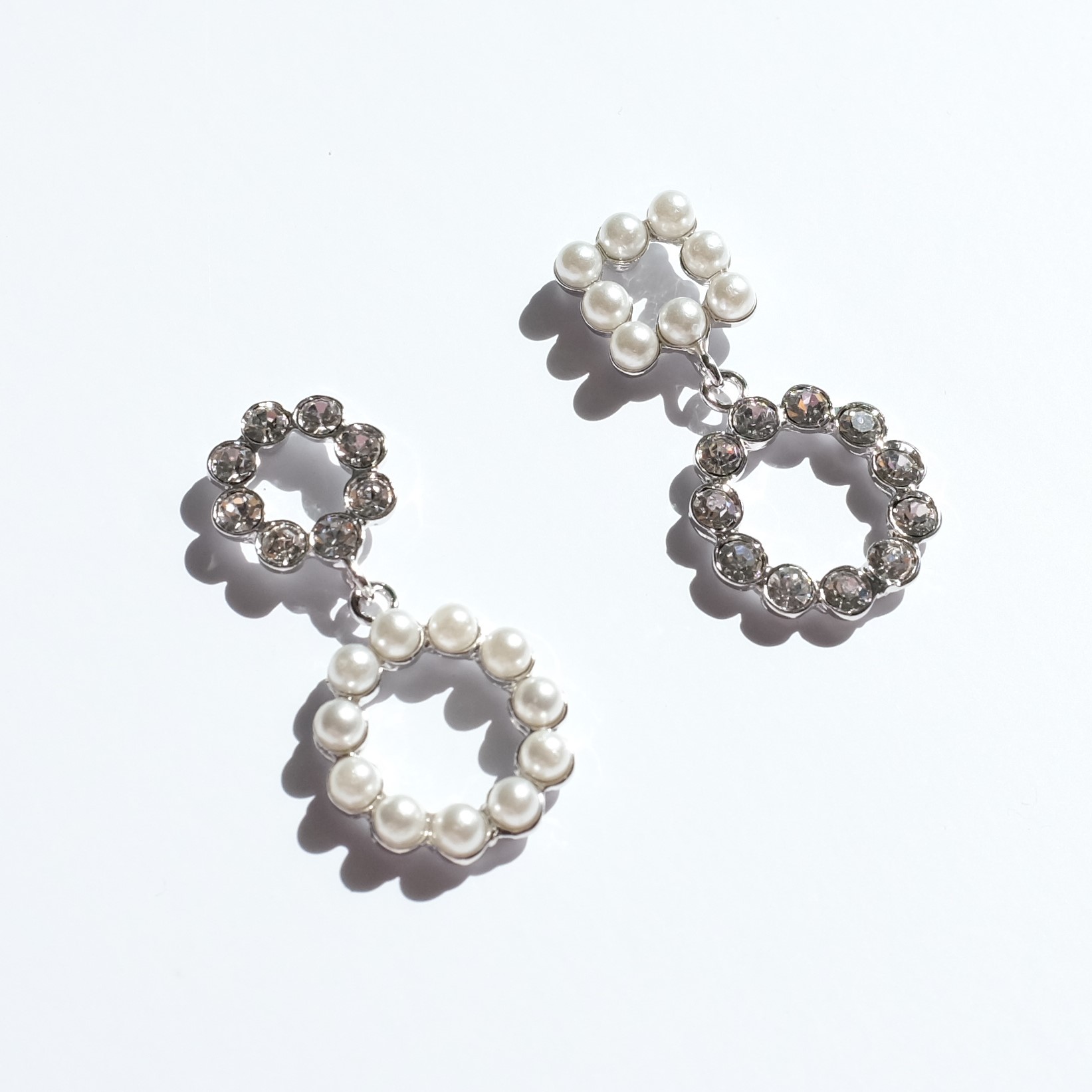 Pearl Cubic Drop Shape Drop Earring Sparkling Spar