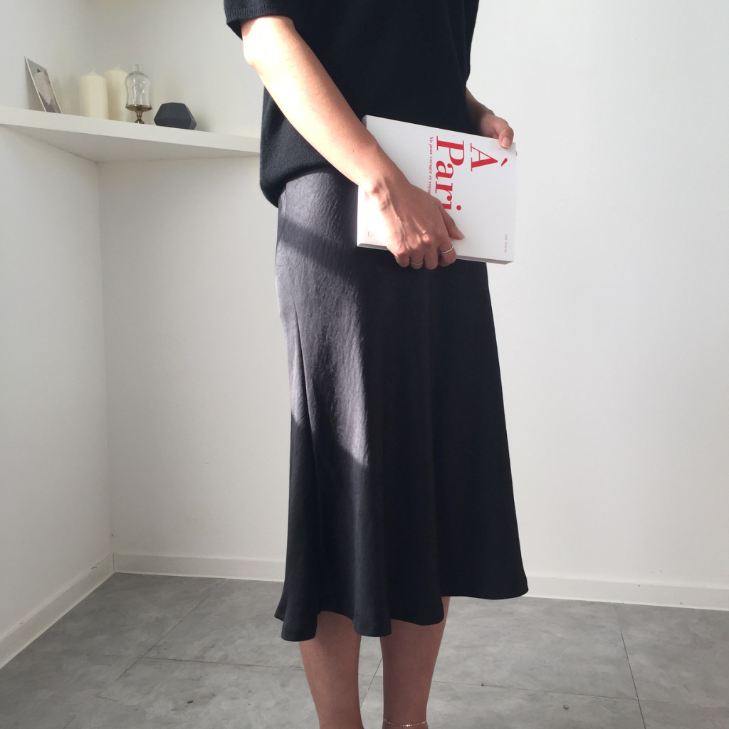 Satin Mermaid Midi Long Skirt 3color Silk Silky Fl