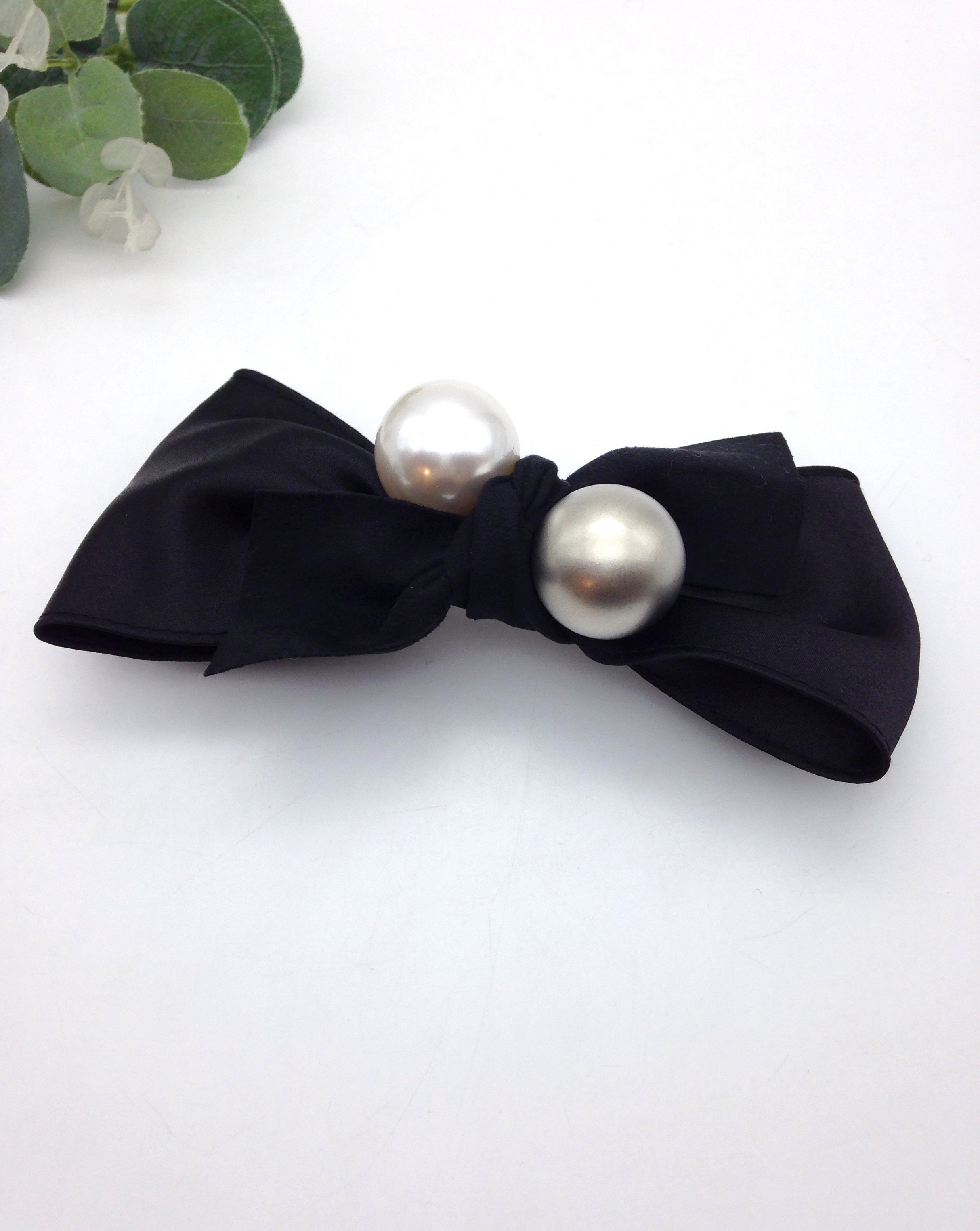 Hair Accessories Pearl Metal Black Ribbon Pin Wint