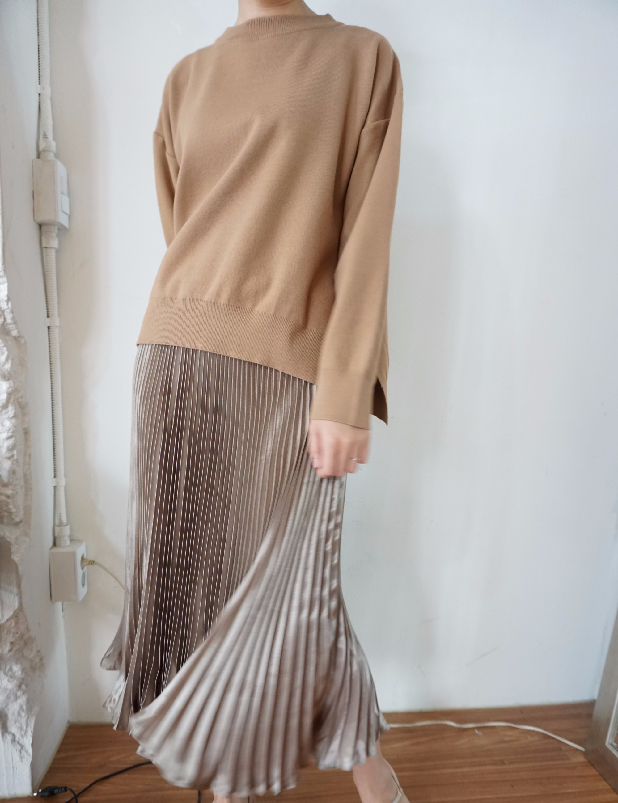 Long-Bending Metal Pleated Skirts Wrinkled Cute Si