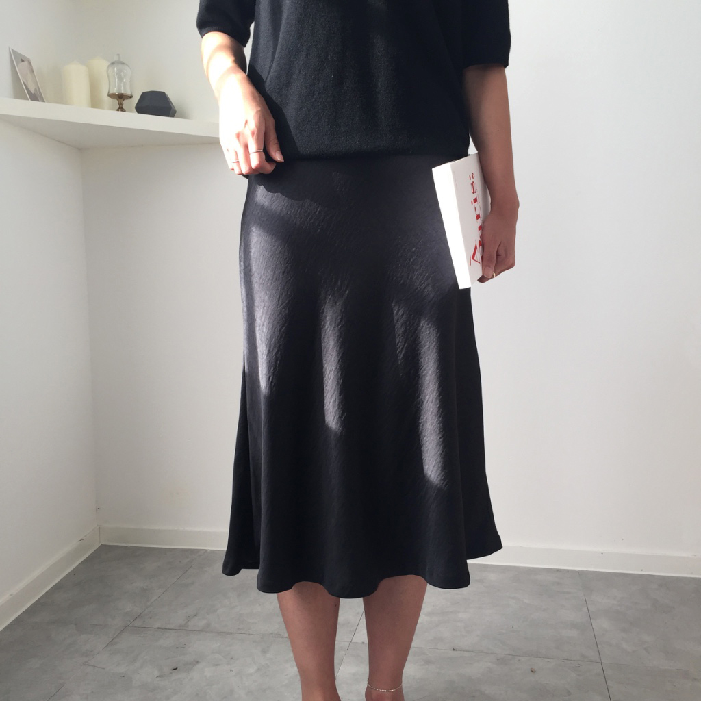 Satin Mermaid Midi Long Skirt 3color Silk Silky Fl