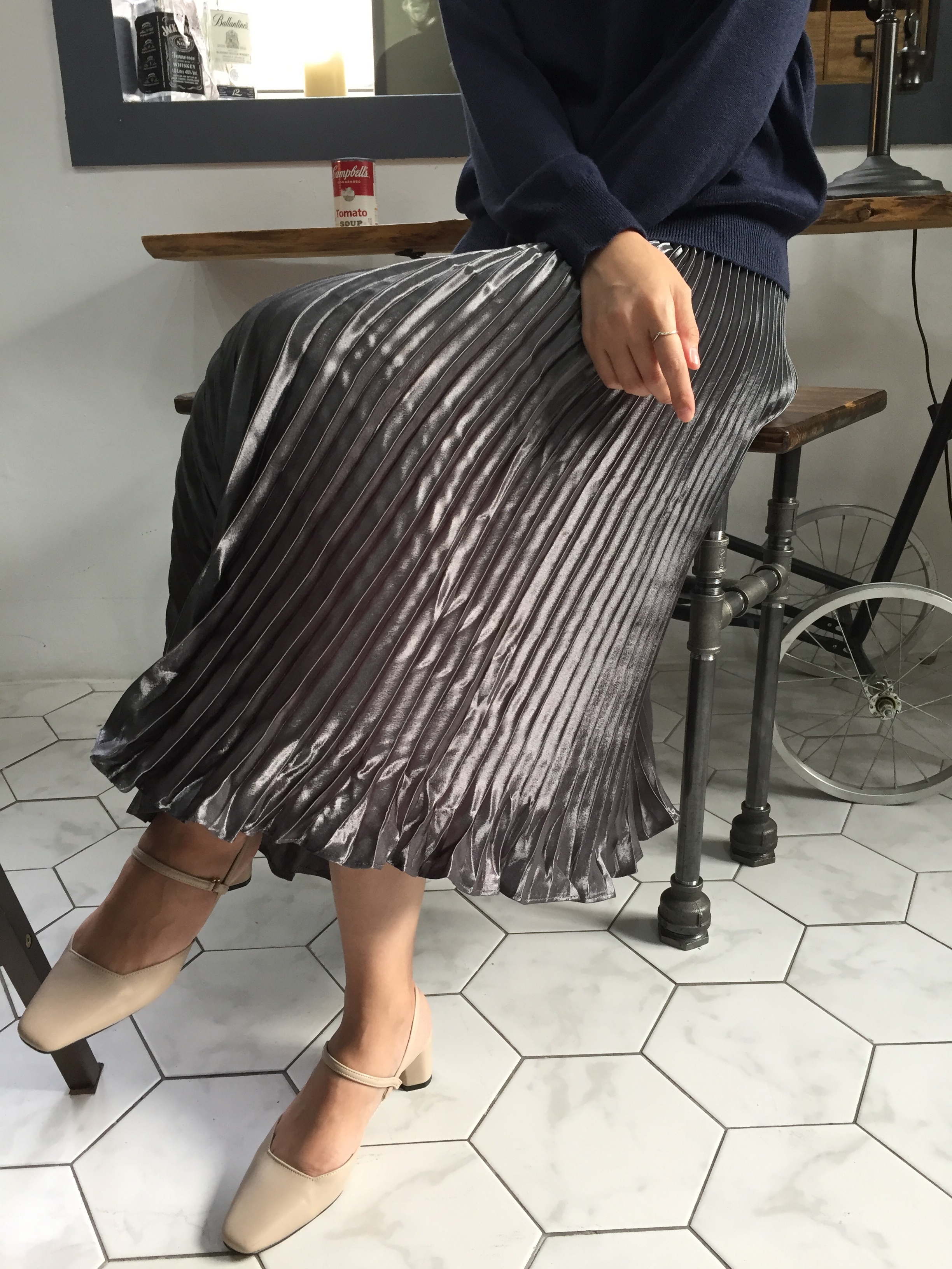 Long-Bending Metal Pleated Skirts Wrinkled Cute Si