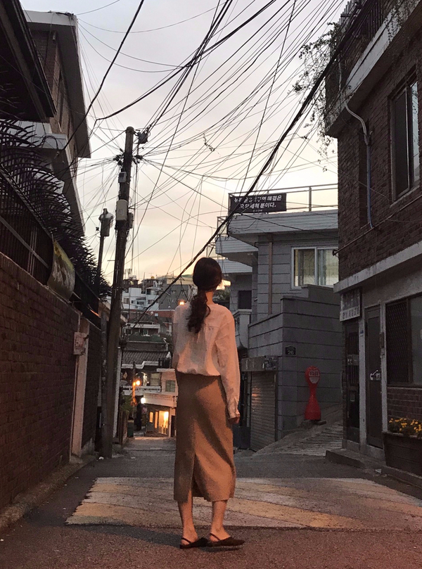 Vegetable wool long skirt Skirt Beige French Sik