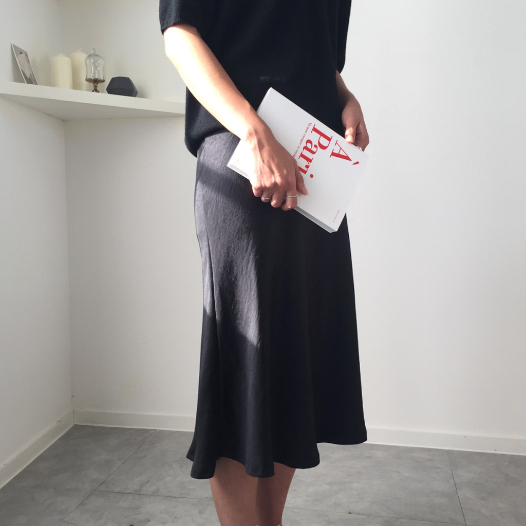 Satin Mermaid Midi Long Skirt 3color Silk Silky Fl