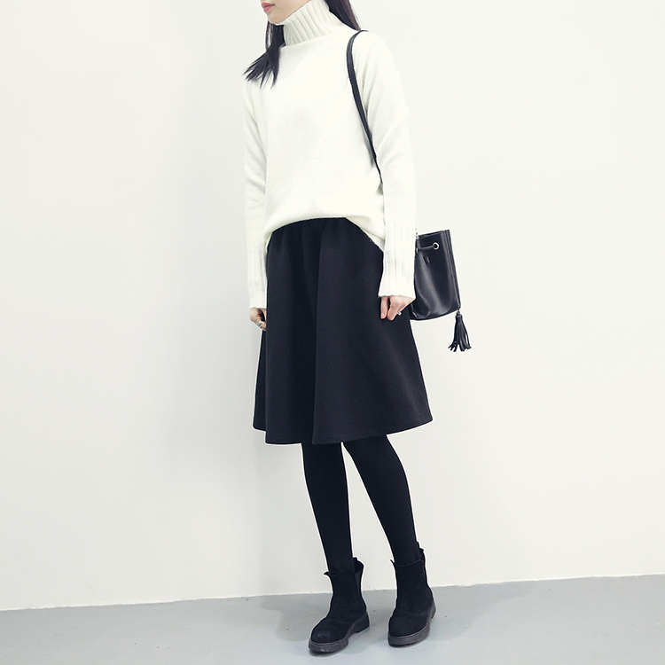 Made jay a line flared banding midi wool skirt aut