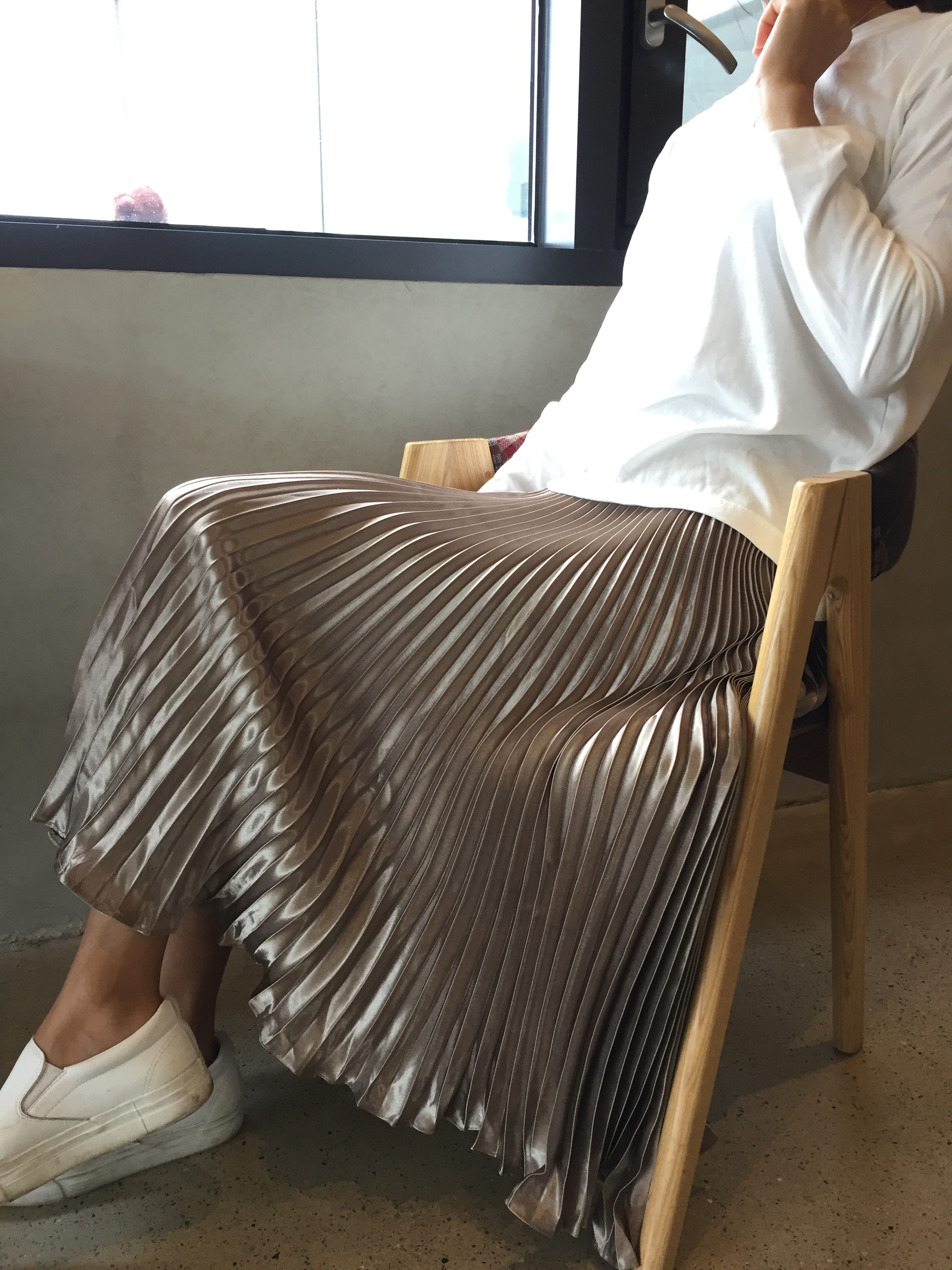 Long-Bending Metal Pleated Skirts Wrinkled Cute Si