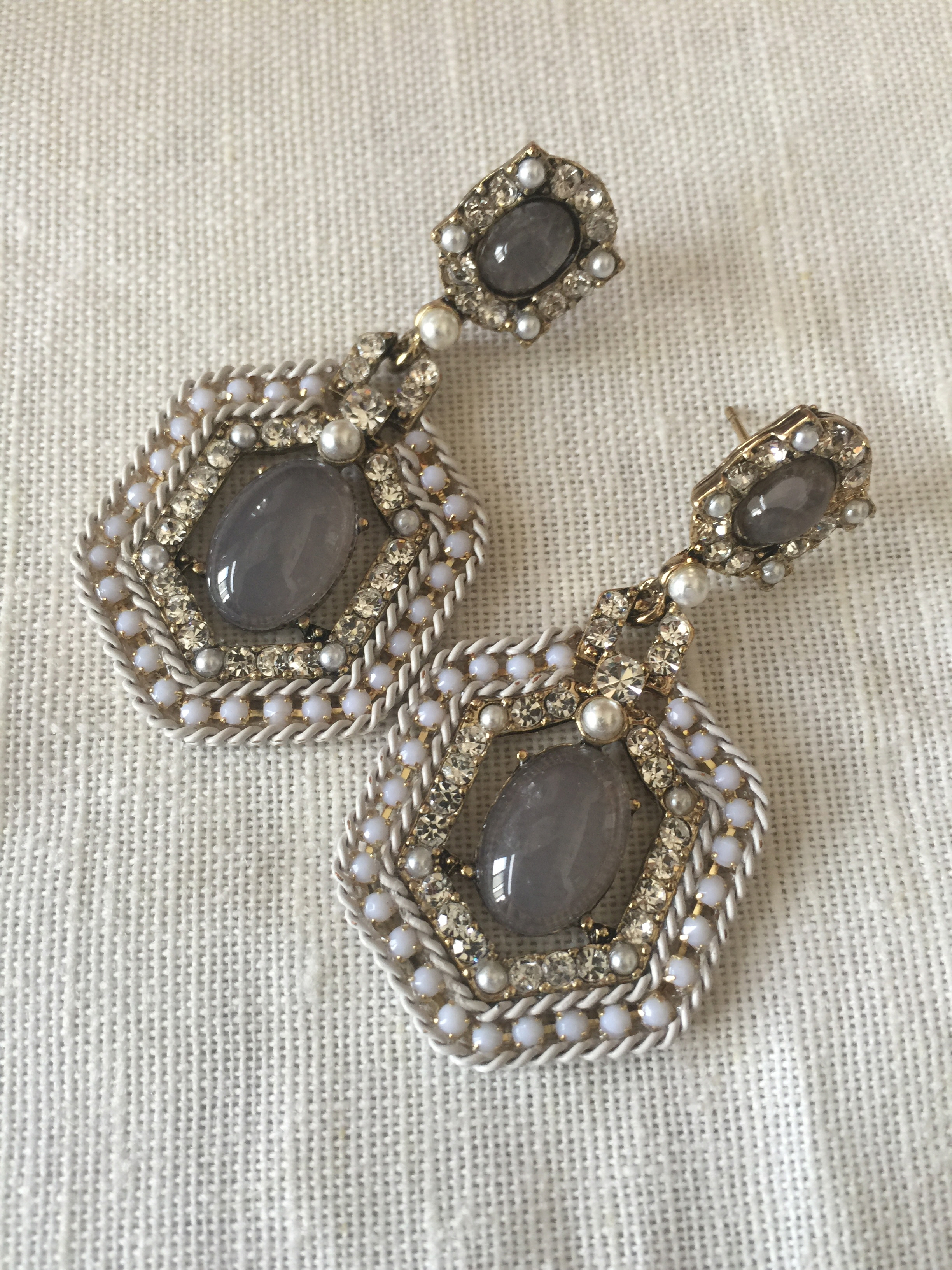 Antique Drop Stone Earring Drip Gold Handmade Glas