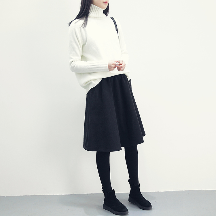 Made jay a line flared banding midi wool skirt aut