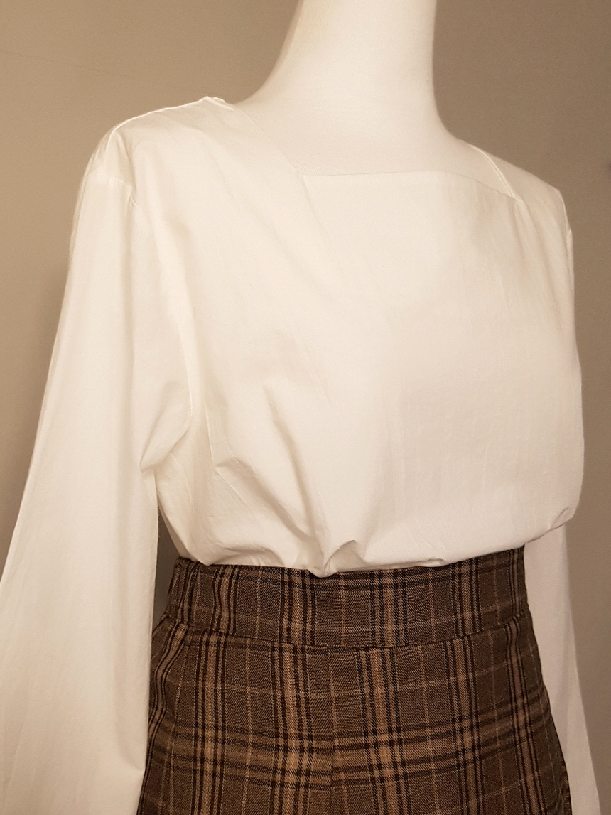 Sleeveless ribbon square neck blouse 3color Fall s