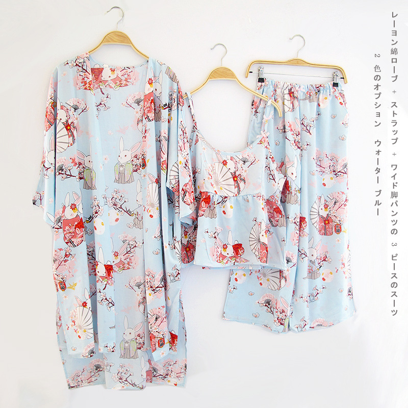 Imported cotton kimono robe sweet sexy piece pajam