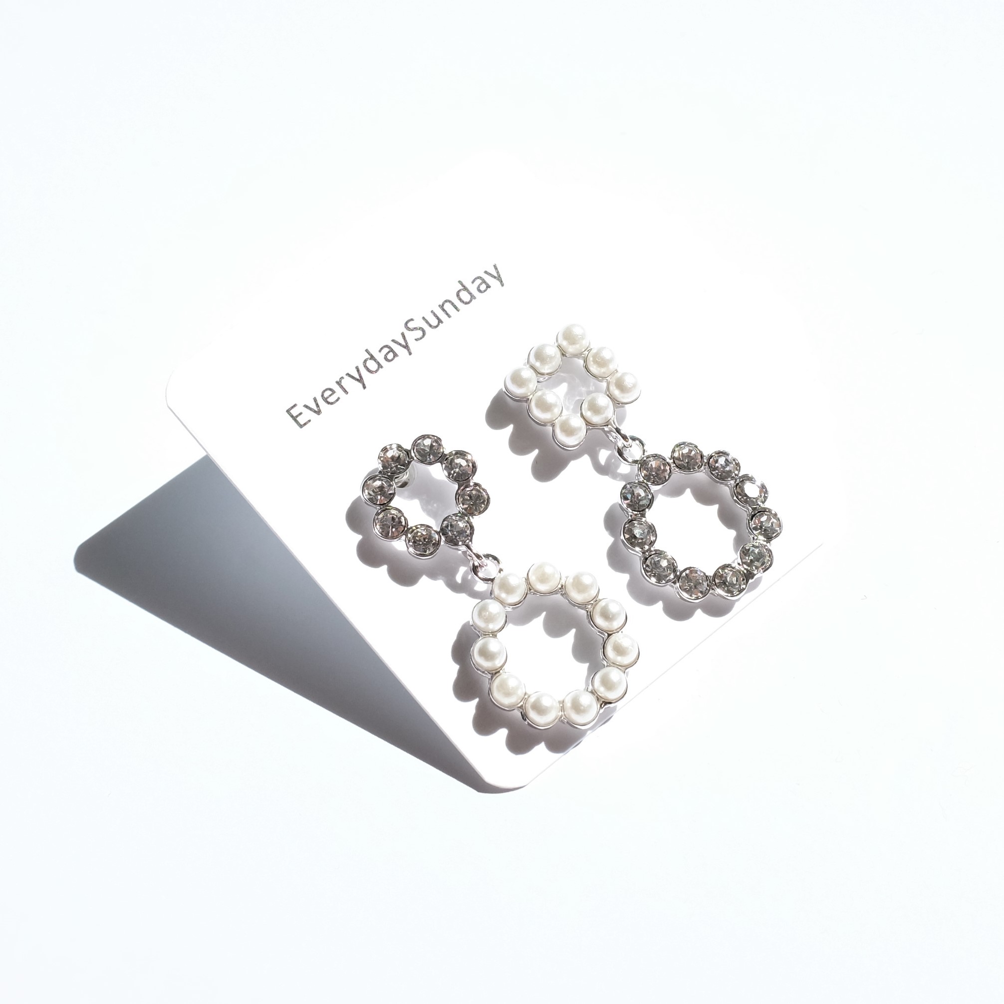 Pearl Cubic Drop Shape Drop Earring Sparkling Spar