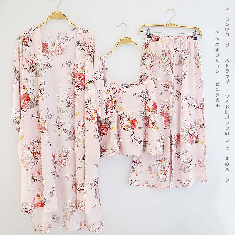 Imported cotton kimono robe sweet sexy piece pajam