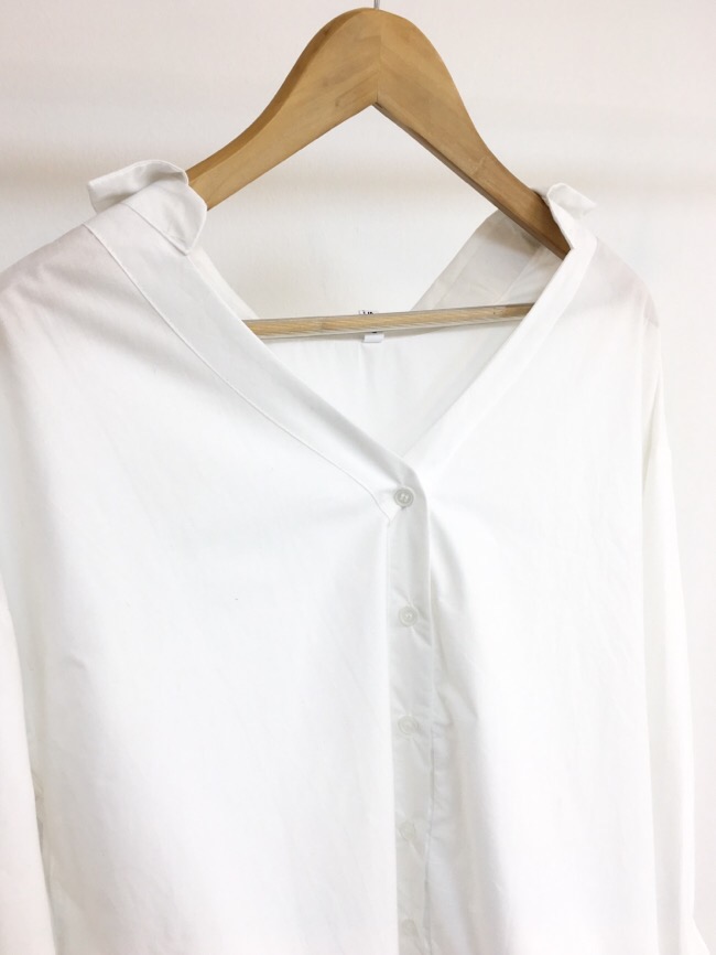 V-neck Collar White Shirt Feminine look Modern cla