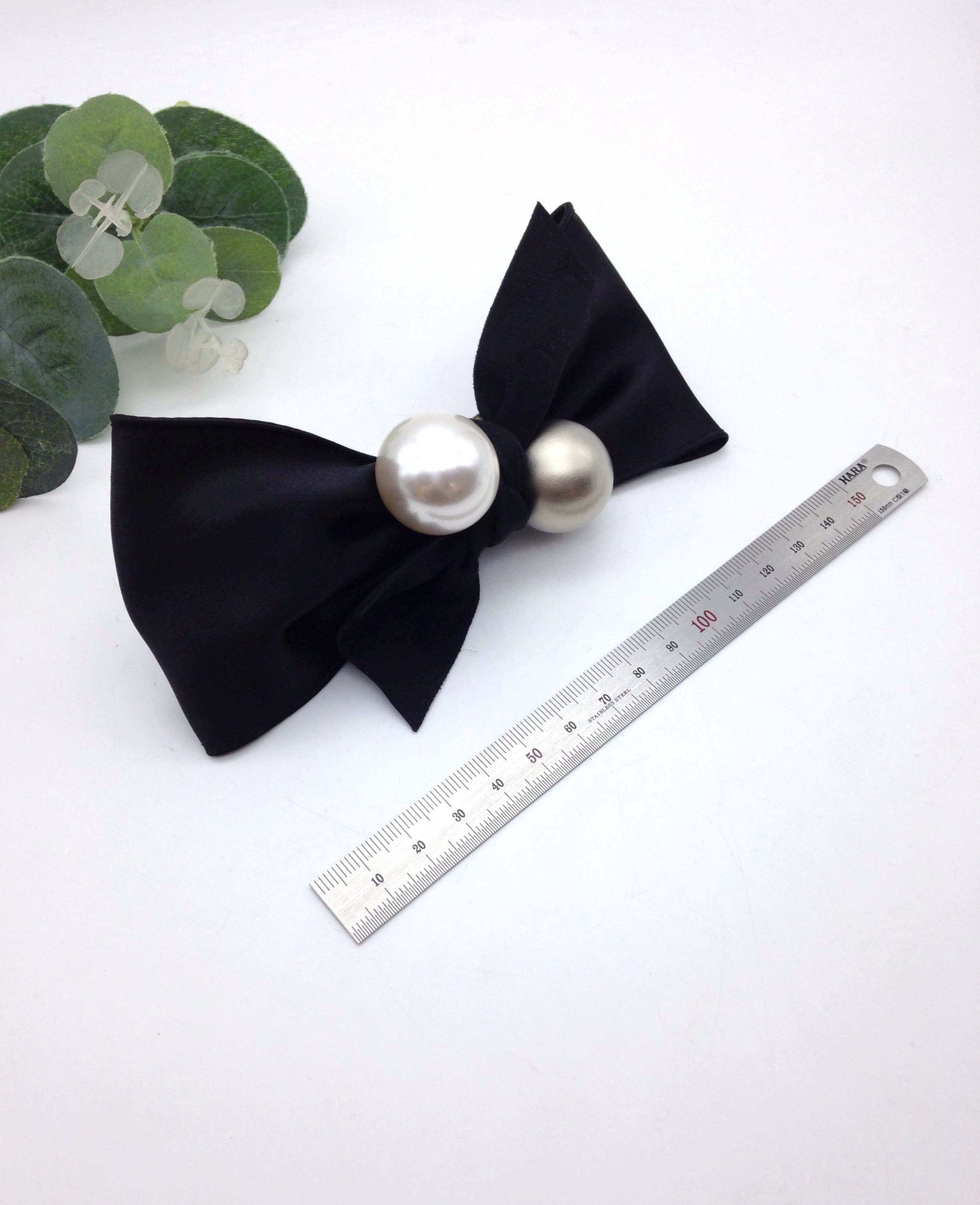 Hair Accessories Pearl Metal Black Ribbon Pin Wint