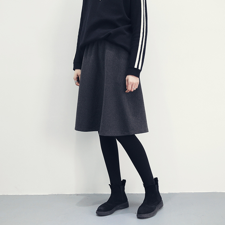 Made jay a line flared banding midi wool skirt aut