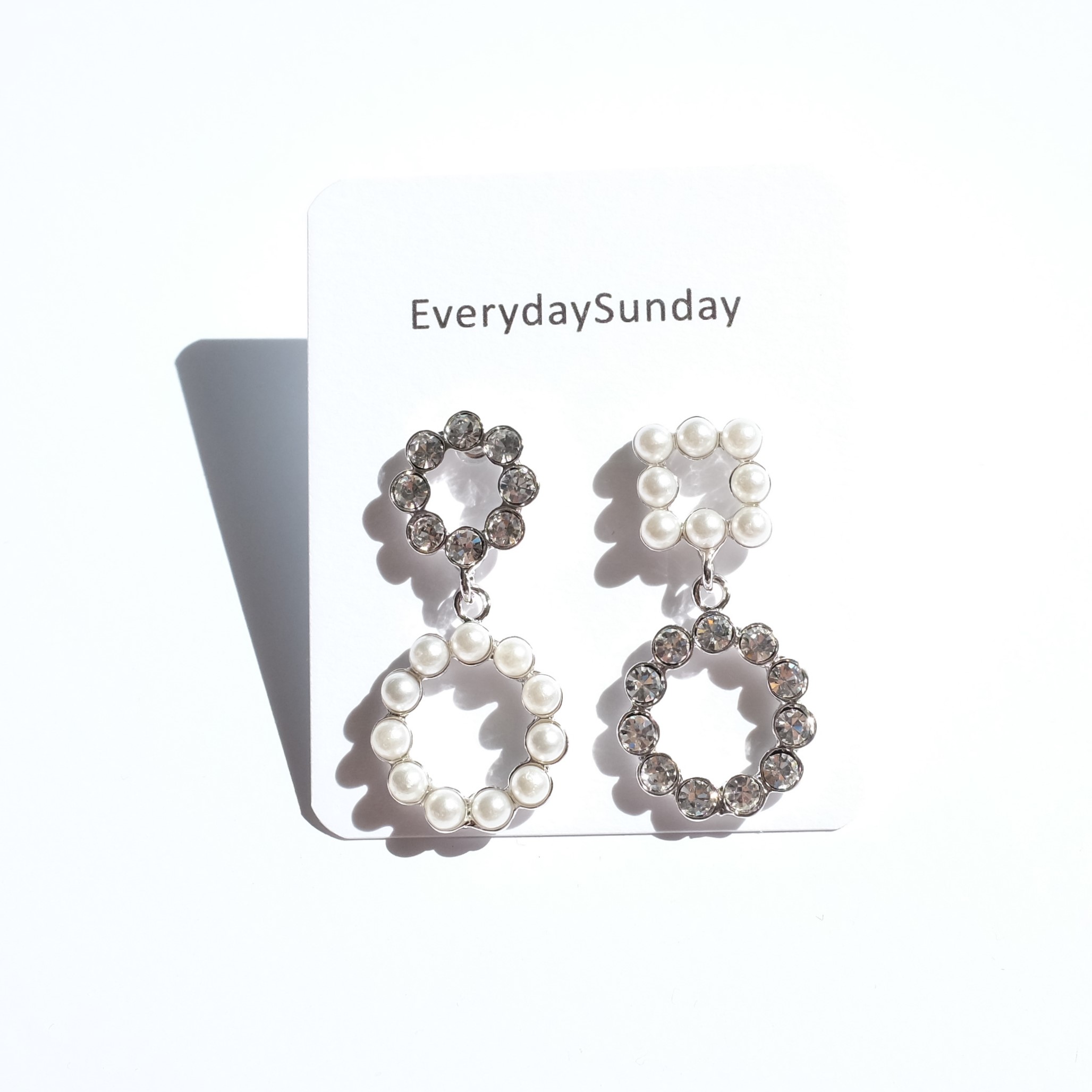 Pearl Cubic Drop Shape Drop Earring Sparkling Spar