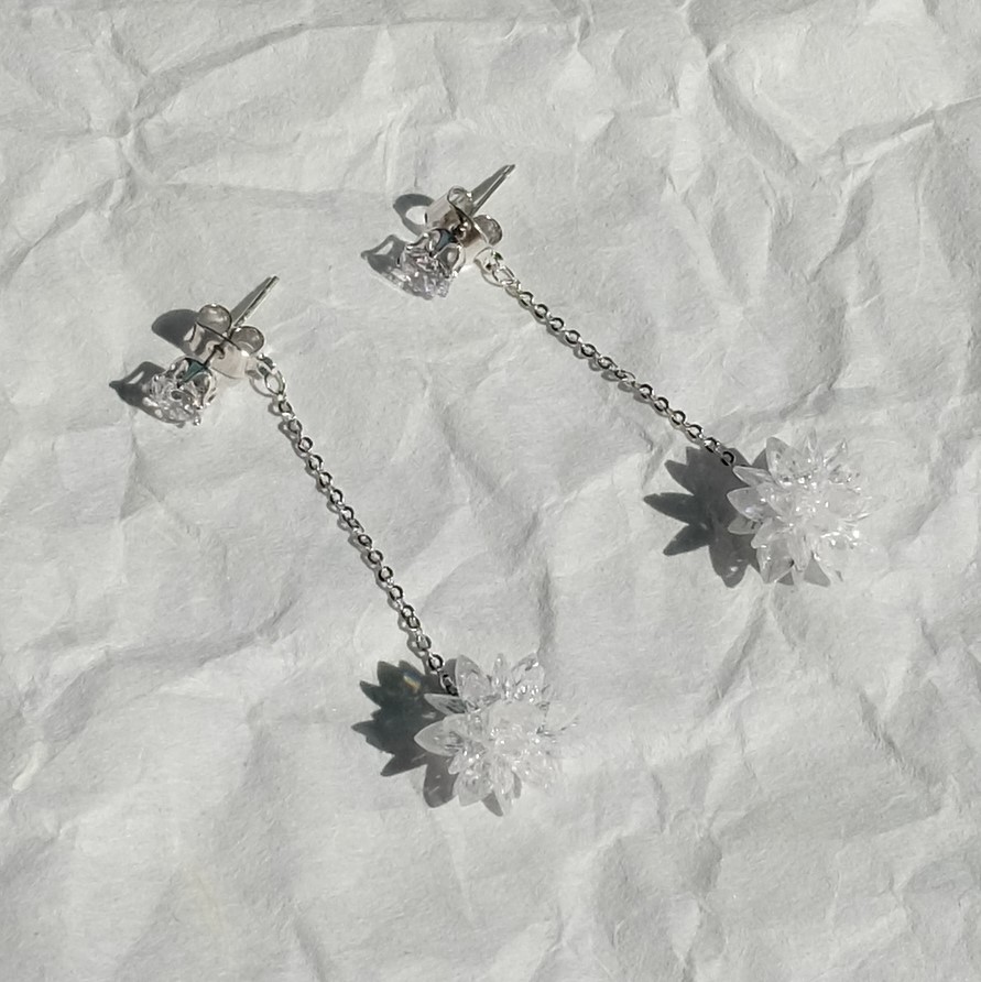Snowflake Drop Earrings Silver Spit Wedding Look L