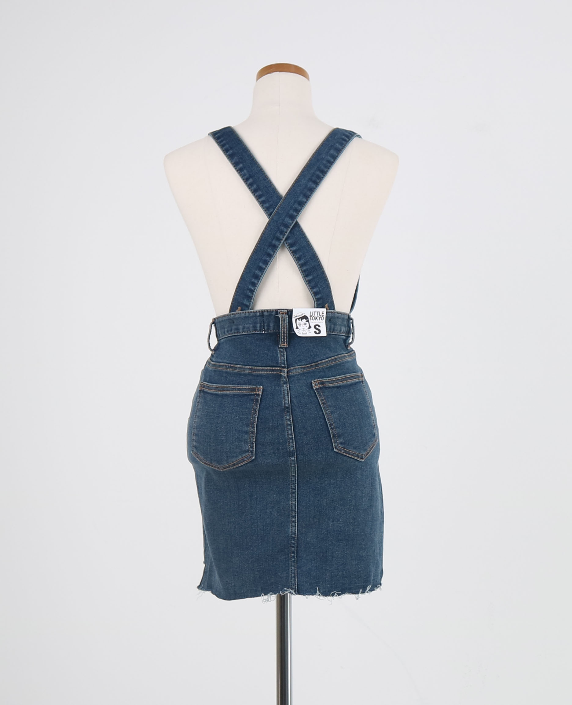 Denim Skirt Span Mini suspenders Cheongsam Pretty 
