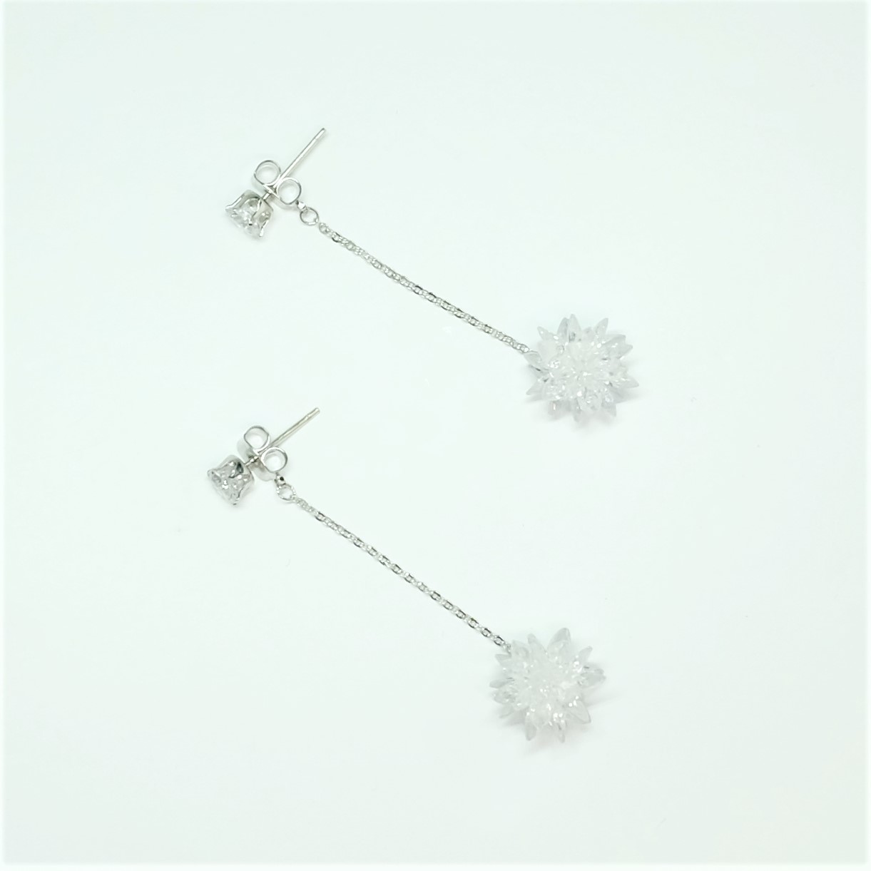 Snowflake Drop Earrings Silver Spit Wedding Look L