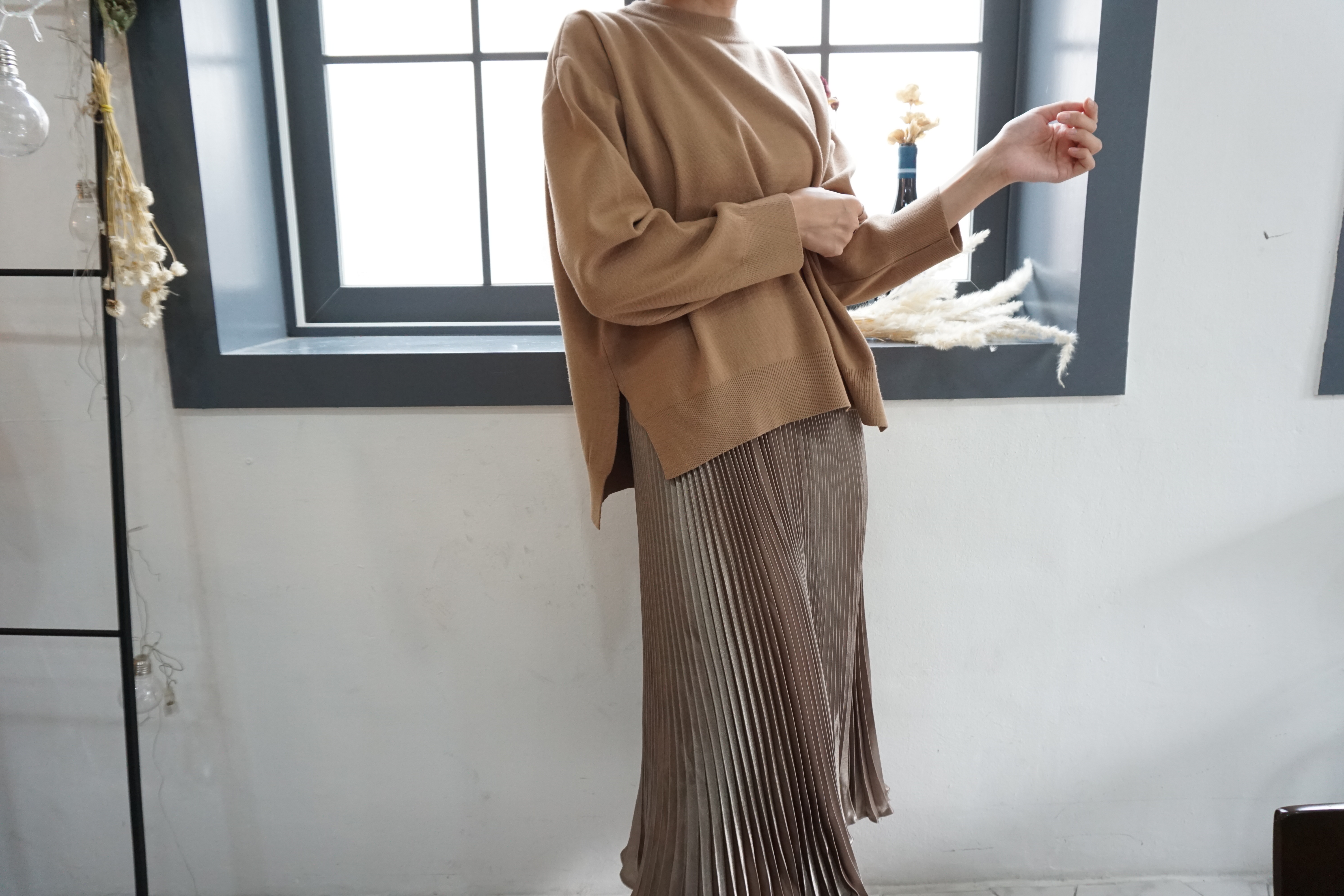 Long-Bending Metal Pleated Skirts Wrinkled Cute Si