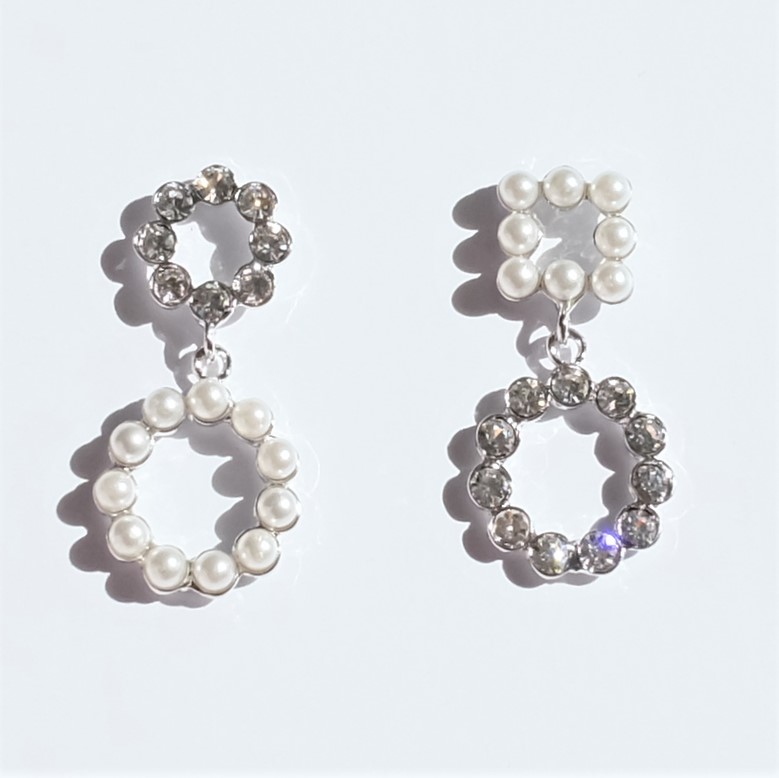 Pearl Cubic Drop Shape Drop Earring Sparkling Spar
