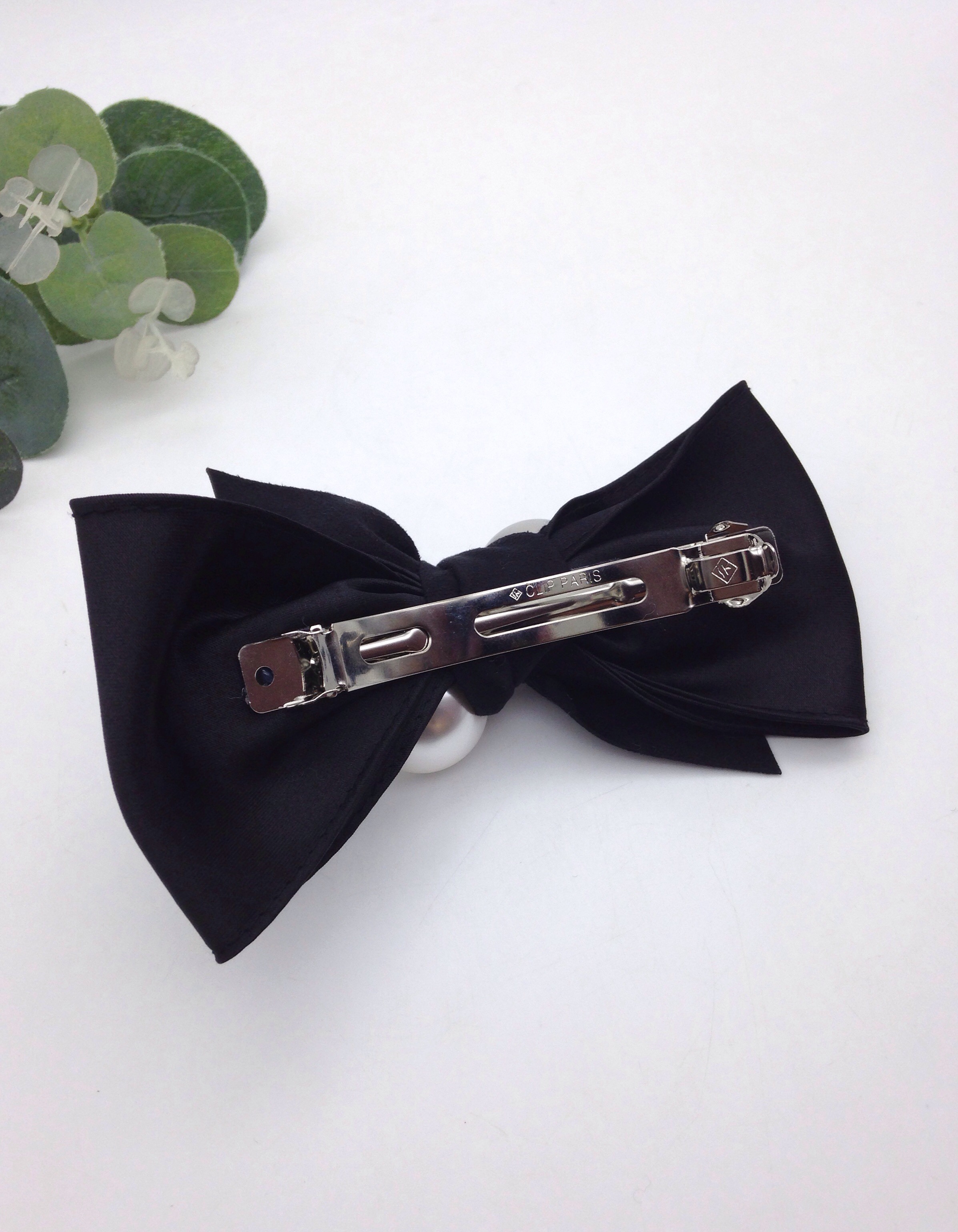 Hair Accessories Pearl Metal Black Ribbon Pin Wint