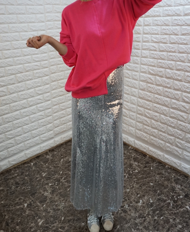 Sequin Sparkling Long Skirt Luxurious festive fash