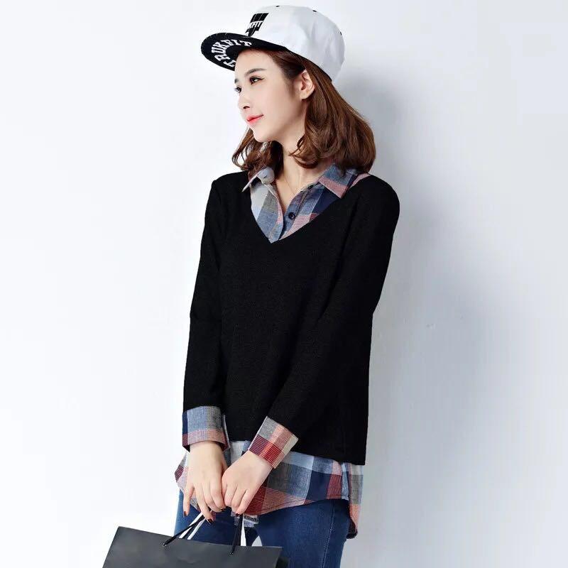 40 layered check shirt Women's Daily style Easy