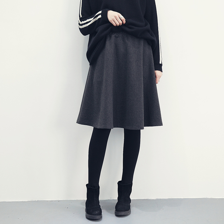 Made jay a line flared banding midi wool skirt aut