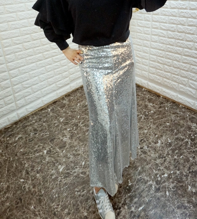 Sequin Sparkling Long Skirt Luxurious festive fash