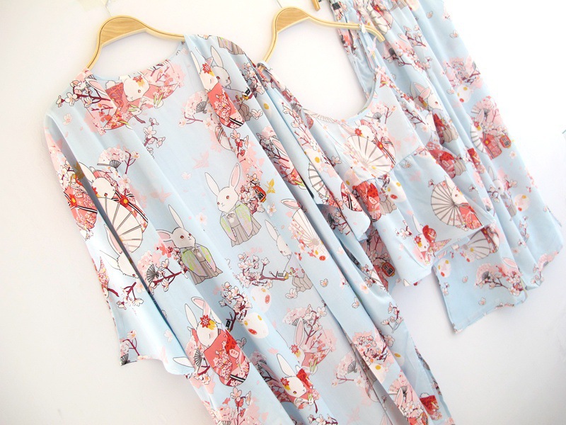 Imported cotton kimono robe sweet sexy piece pajam