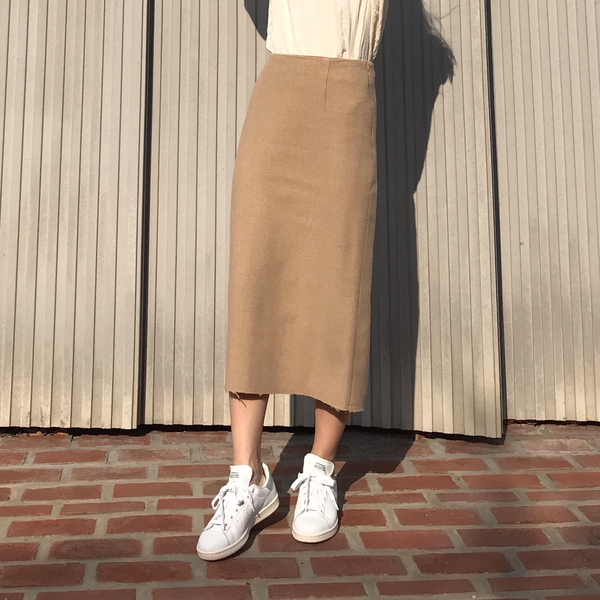 Vegetable wool long skirt Skirt Beige French Sik