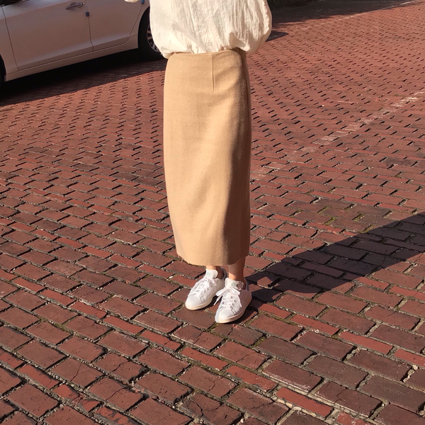Vegetable wool long skirt Skirt Beige French Sik