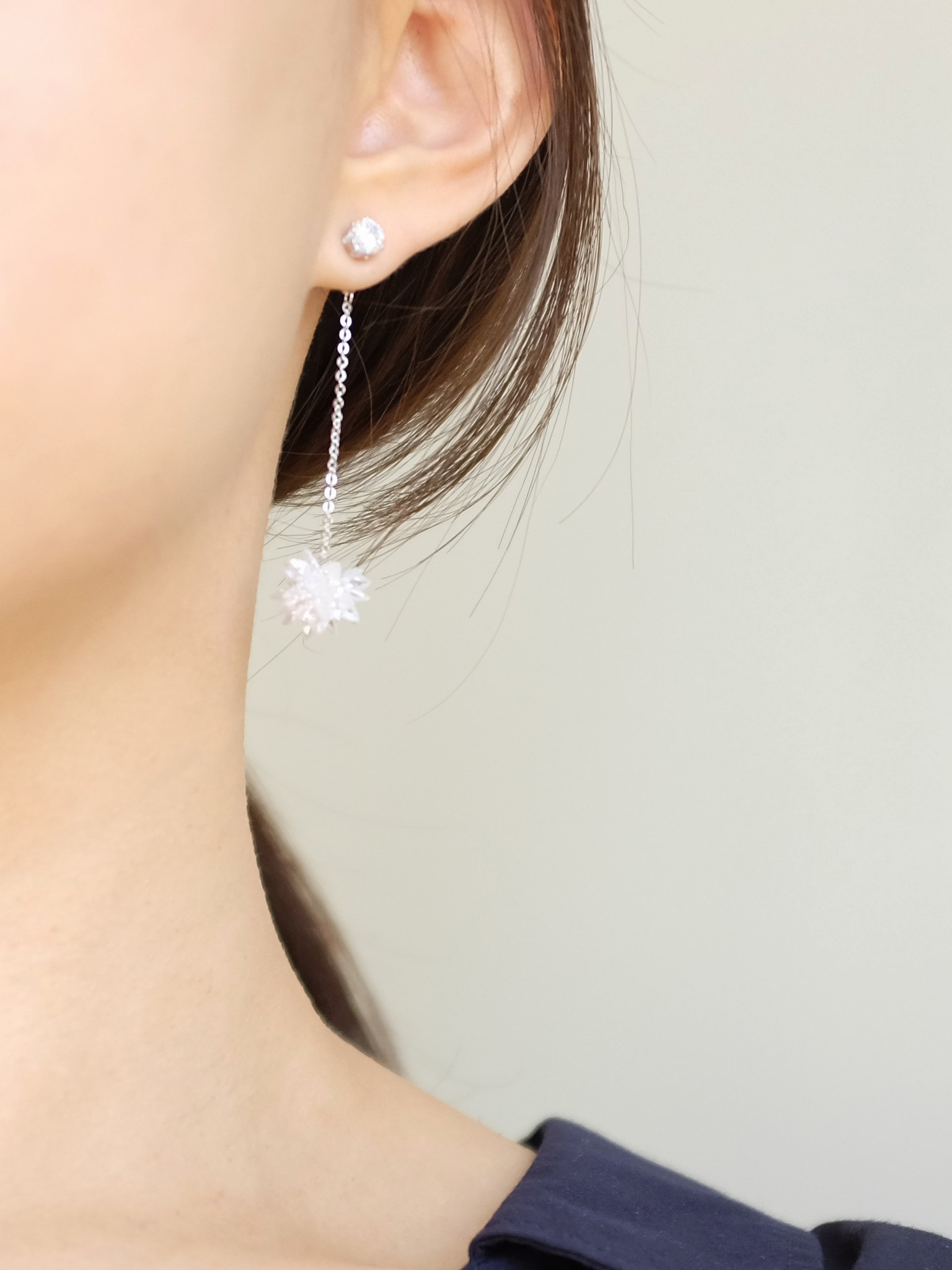Snowflake Drop Earrings Silver Spit Wedding Look L