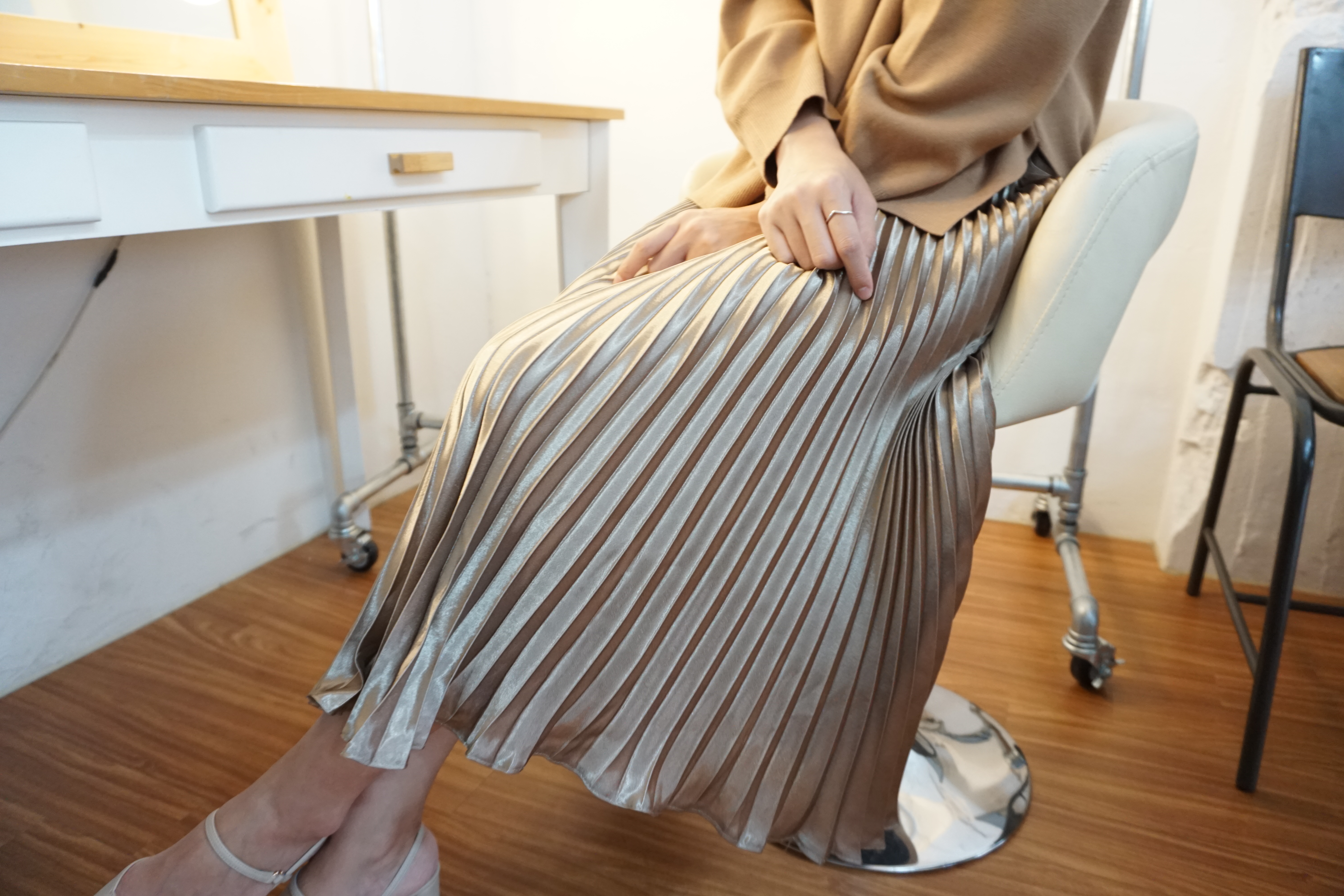 Long-Bending Metal Pleated Skirts Wrinkled Cute Si
