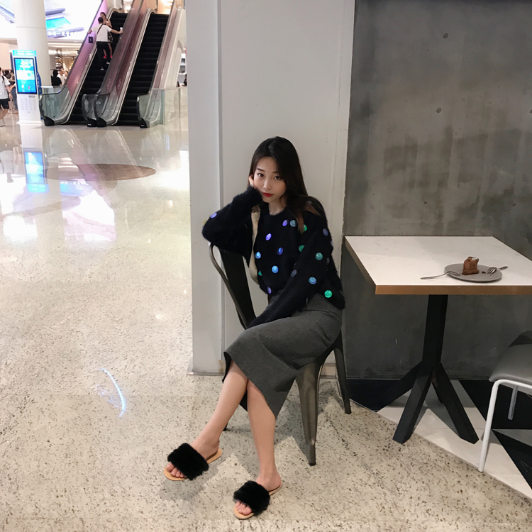 Maid Jay Pocket H Line-Bending Wool Long Skirt Fal