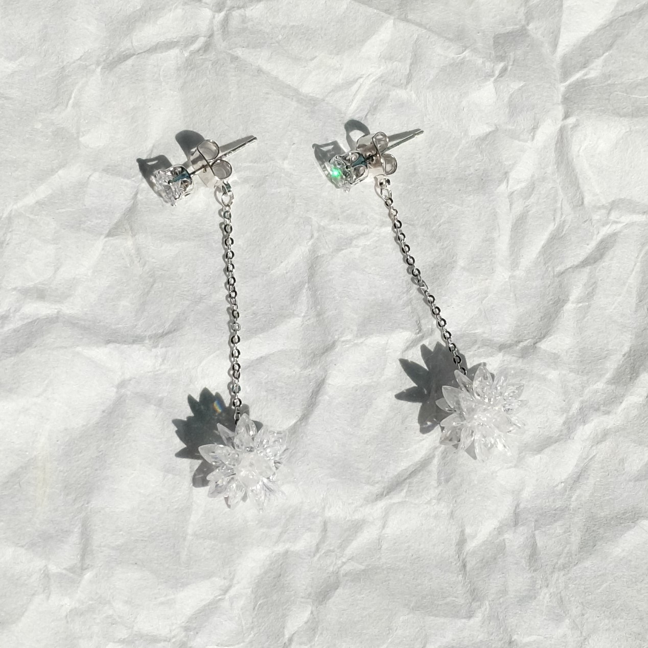 Snowflake Drop Earrings Silver Spit Wedding Look L