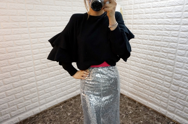 Sequin Sparkling Long Skirt Luxurious festive fash