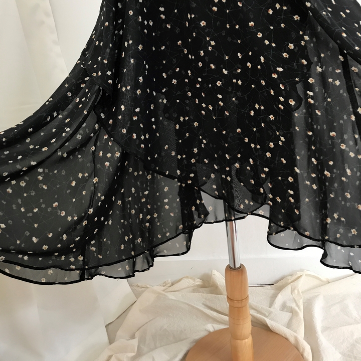 Flower Chiffon Long Skirt Cody Autumn Daily Look R