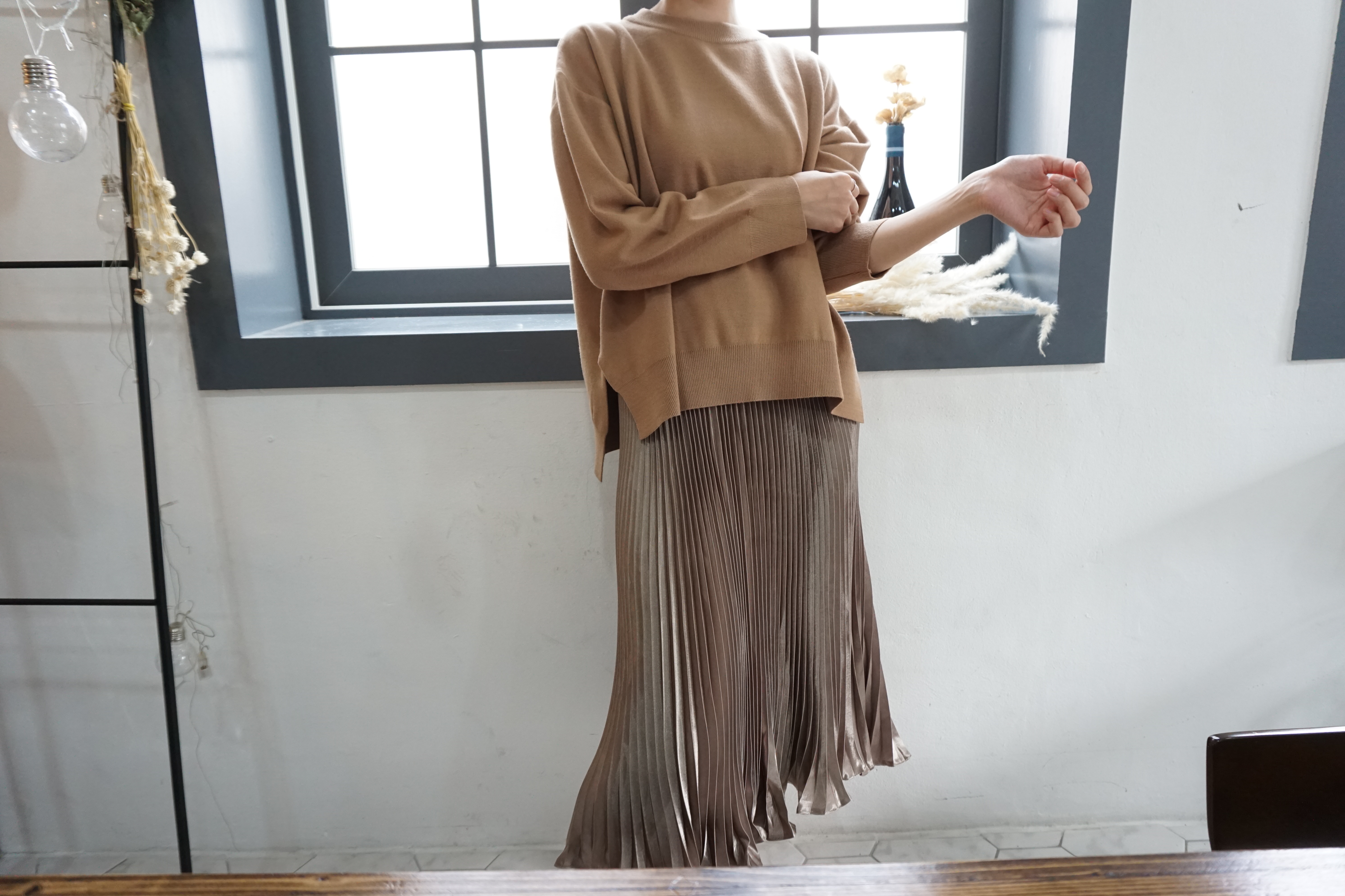Long-Bending Metal Pleated Skirts Wrinkled Cute Si