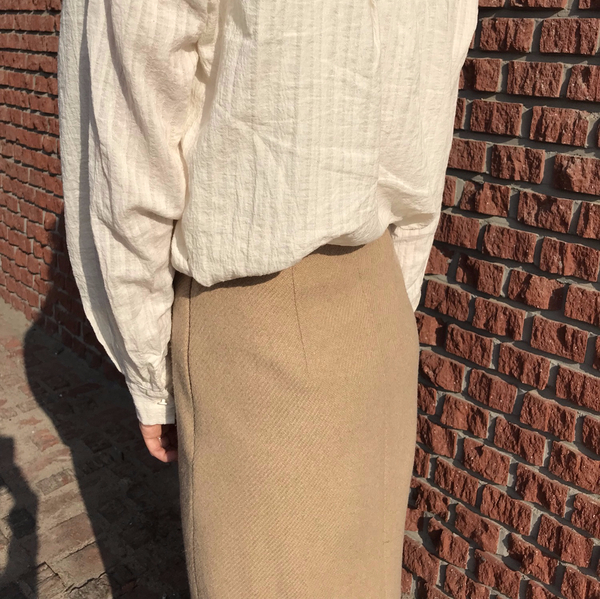Vegetable wool long skirt Skirt Beige French Sik